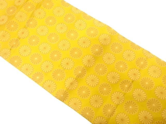 JAPANESE KIMONO / ANTIQUE MARU OBI / SILK / WOVEN KIKU